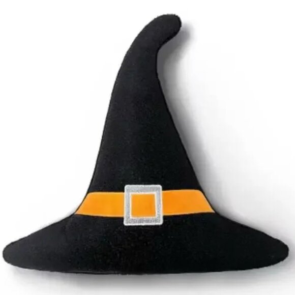 NWT! Glitter Witch Hat Pillow / Target Halloween Decor Accent Black Orange Fall - Picture 1 of 6